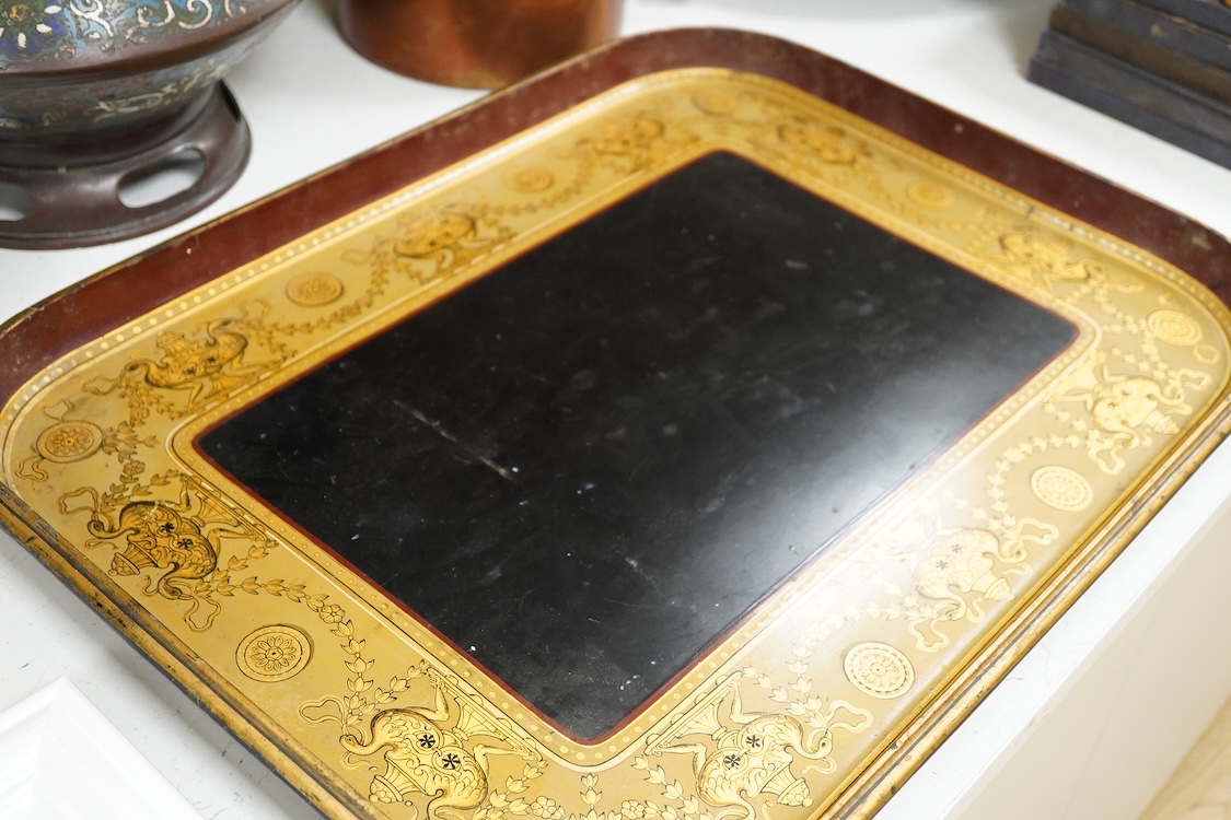 An early Victorian papier mache tray, 61cm x 47cm